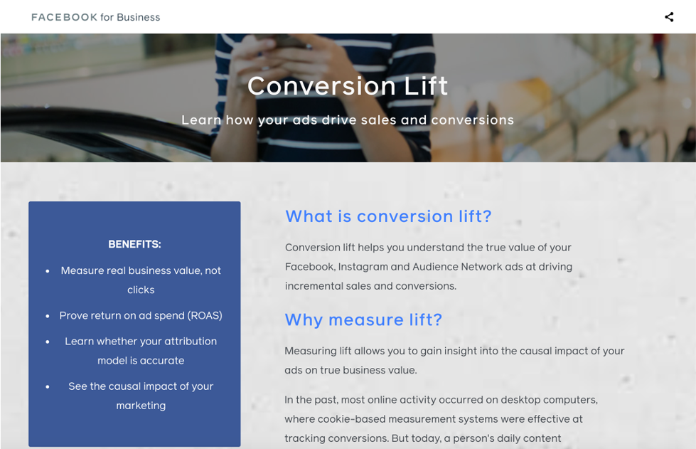 Faceook incrementality Conversion Lift